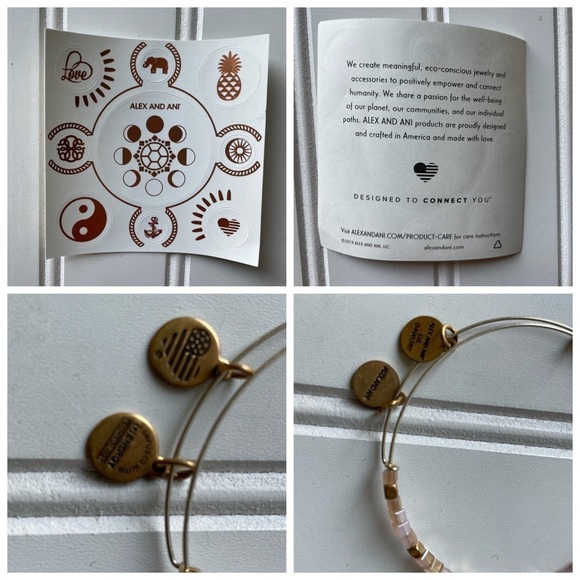 Alex and Ani Bracelet Bangles Set of 2 Graduate 2020 Pink Beads Energy Gold - Picture 8 of 10